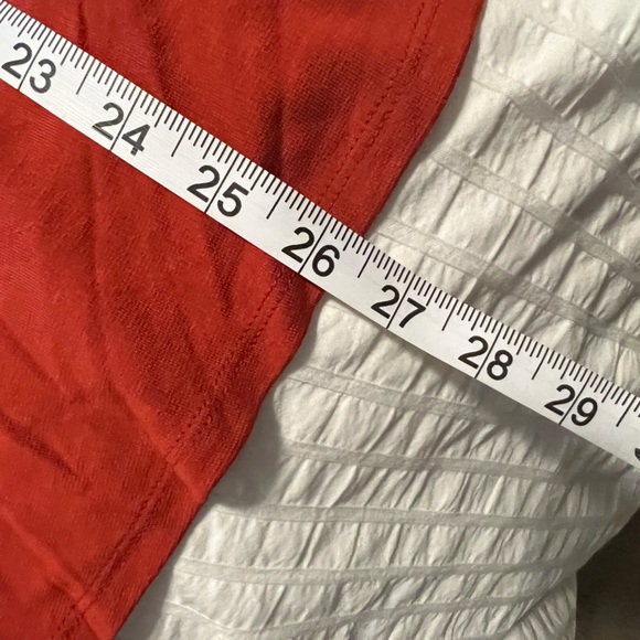 Torrid Red Terracotta Premium Ponte Yoke Peplum Shadow Stripe Top - Picture 6 of 7